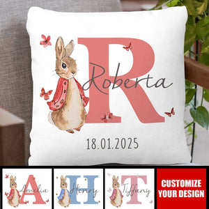 Multicolor Rabbit Bunny - Personalized Pillow, Gift for Baby Kid