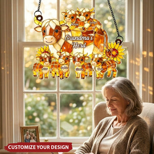 Grandma Mom's Herd - Personalized Suncatcher Ornament