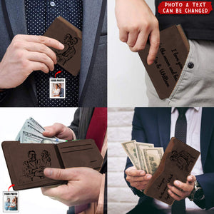 Personalized Engraved Photo Leather Short Wallet For Men