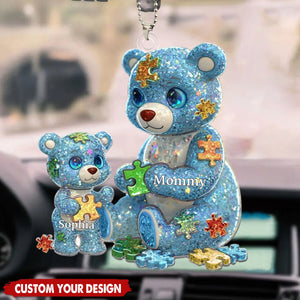 Mama Bear Autism Awareness - Personalized Acrylic Car Ornament