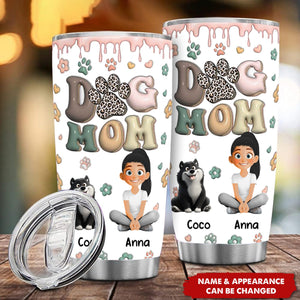 DOG MOM, DOG MAMA 3D Style Pattern - Personalized Tumbler Cup