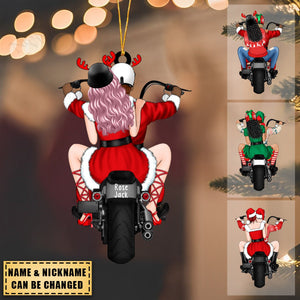Personalized Acrylic Christmas Ornament, Christmas Motorcycle Couple, Christmas Gift For Motorcycle Lovers