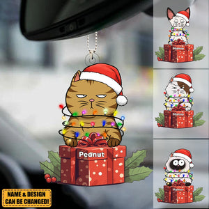 Cute Cat Kitten Pet Christmas Gift Personalized Acrylic Car Ornament
