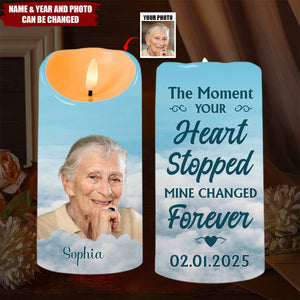 The Moment Your Heart Stopped - Personalized Candle LED Light - Memorial Gift For Family Members