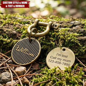 Engraved Dog Cat Name & Phone Number Personalized Brass Pet ID Tag
