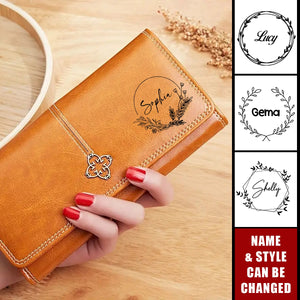 Flower Snap Multi-Card Slots Personalized Name Clutch Bag Wallet
