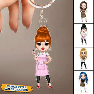 Beauty Girl - Personalized Custom Keychain - For Hairstylist, Nailtech, Makeup Artist