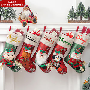 Personalized 3D Santa Elk Elf Snowman Penguin Christmas Stocking Gifts For Family