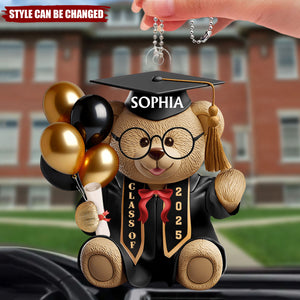 Graduation Bear - Personalized Acrylic Car Hanger Ornament