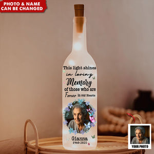 Memorial Light Shines In Loving Memory Of Those - Personalized Photo Bottle Lamp