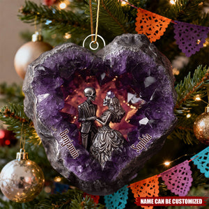 Amethyst Style Skull Couple - Personalized Acrylic Ornament