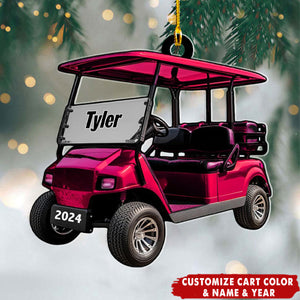 Personalized Golf Cart Shape Xmas Golf Clubs Ornament - Gift or Golf Team, Golfer