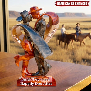 And They Lived Happily Ever After - Personalized Cowgirl Acrylic Plaque