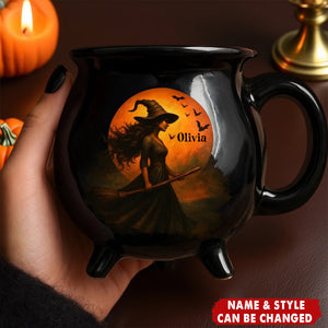 Witching You A Wicked Brew Personalized Witch Cauldron Coffee Mug Halloween Witchy Gifts