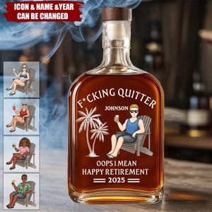 Officially Done - Coworker Personalized Whiskey Bottle - Appreciation, Retirement Gift