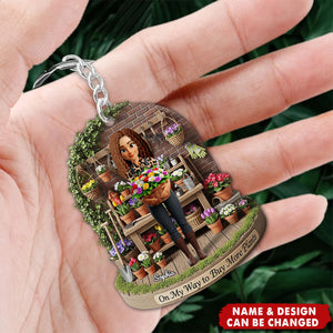 Flower Garden Girl Keychain Personalized Gifts For Gardeners