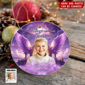 Purple Sky Your Wings Were Ready Memorial Photo Inserted Personalized Acrylic Ornament