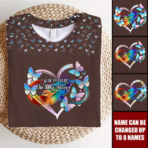 Personalized Gifts For Grandma Mom 3D T-Shirt Butterfly Kids Heart