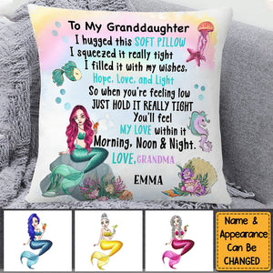 Personalized Gift For Granddaughter Daughter Mermaid Girl Hug This Pillow