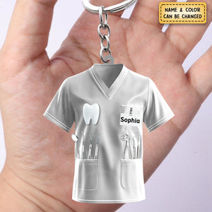 Personalized Dental Scrub Nurse Keychain, Co Worker Keychain, Dental Employee Appreciation Gift