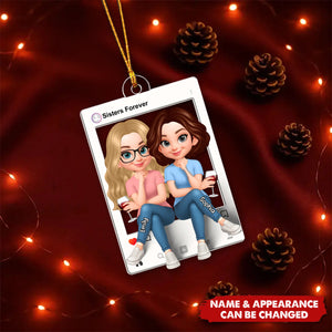 Besties Sisters Social Network Frame - Personalized Christmas Acrylic Ornament