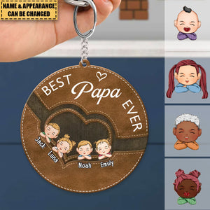 Best Dad Ever - Family Personalized Acrylic Keychain - Gift For Dad, Grandpa
