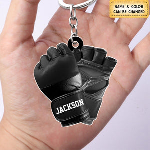 Personalized Mma Glove Christmas Acrylic Keychain, Gift For Mma Lover