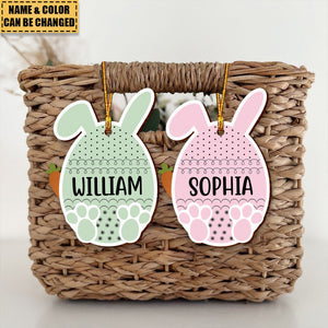 Cute Egg Bunny Easter Custom Name Tag For Kid - Personalized Easter Basket Ornament