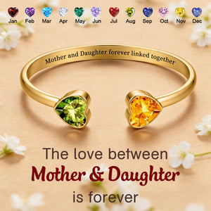 Mother & Daughter Double Heart Custom Birthstones Bracelet
