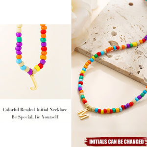Cute Beaded Choker Colorful Bohemian Personalized Initial Necklace