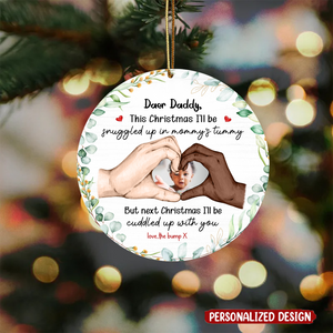 Pregnancy Scan Daddy To Be Hands Print Circle Ornament