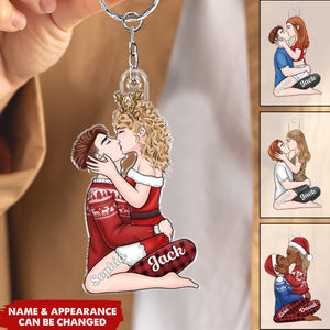 Kiss Couple Personalized Custom Keychain - Christmas Gift For Husband Wife, Anniversary
