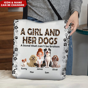 A Girl & Her Dogs Has Unbreakable Bond - Personalized Tote Bag