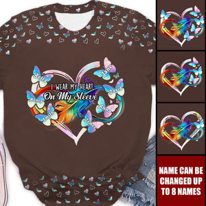 Personalized Gifts For Grandma Mom 3D T-Shirt Butterfly Kids Heart
