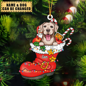 Cute Christmas Dog Cat Santa Shoe Acrylic Ornament