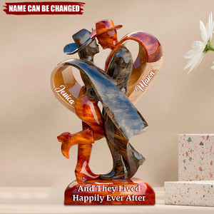 And They Lived Happily Ever After - Personalized Cowgirl Acrylic Plaque