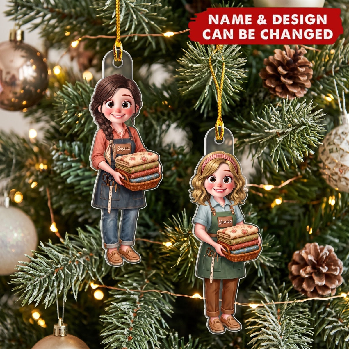 Sewing Is My Happy Place - Personalized Acrylic Custom Shape Ornament