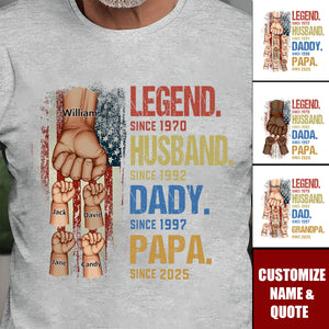 From Legend To Papa - Family Personalized T-shirt, Gift For Dad, Grandpa