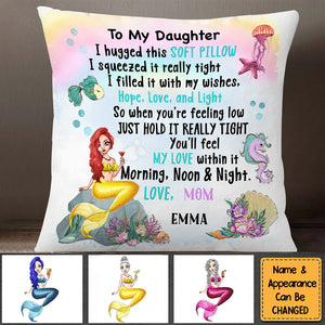 Personalized Gift For Granddaughter Daughter Mermaid Girl Hug This Pillow