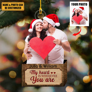 Custom Couple Photo From Our First Kiss Personalized Ornament