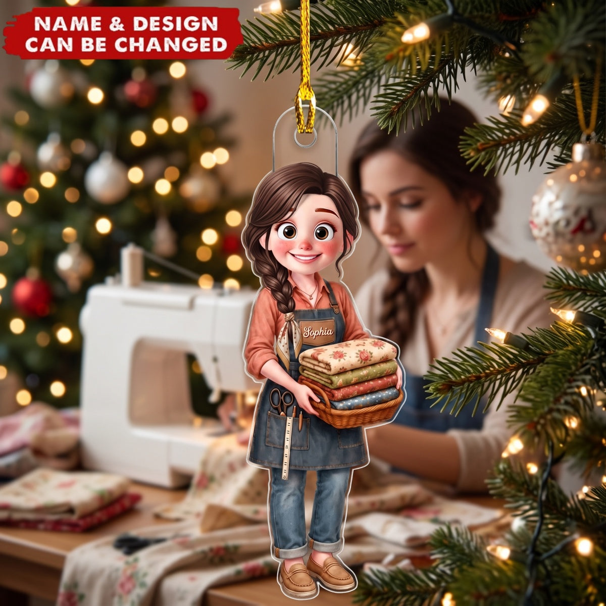 Sewing Is My Happy Place - Personalized Acrylic Custom Shape Ornament