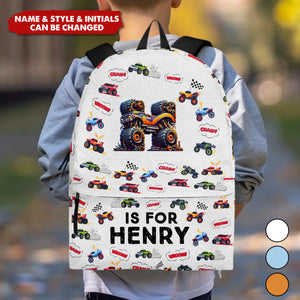 Monster Truck Astronaut Alphabet Gift For Kids - Personalized Kid Backpack