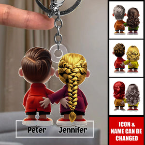 Funny Couple Personalized Acrylic Keychain - Gifts For Couple, Husband, Wife