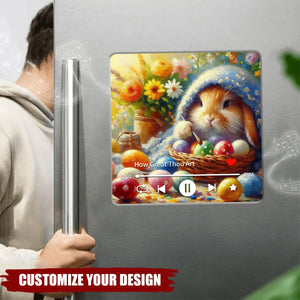 Happy Easter Bunnies Personalized Music Fridge Magnet