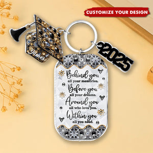 Congrats Grand Class Of 2025 - Personalized Graduation Keychain with Charms