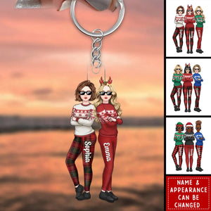 Mother & Daughter Or Besties Forever Linked Together - Family Personalized Custom Keychain - Acrylic Custom Shaped - Christmas Gift For Mom, Daughter, Besties