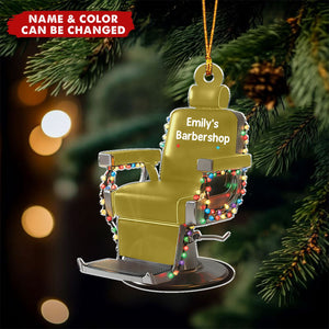 Personalized Barber Chair, Barber Shop, Classic Chair Ornament, Christmas Gift For Barbers, Hairstylist