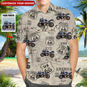 Personalized Photo Upload Route 66 Hawaiian Shirt