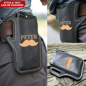 Personalized Men Leather Loop Pack Bag Pouch Case Cellphone Belt Waist Bag