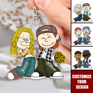 Cartoon Couple - Personalized Acrylic Keychain